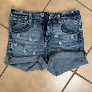 AEO sunflower embroidered jean shorts